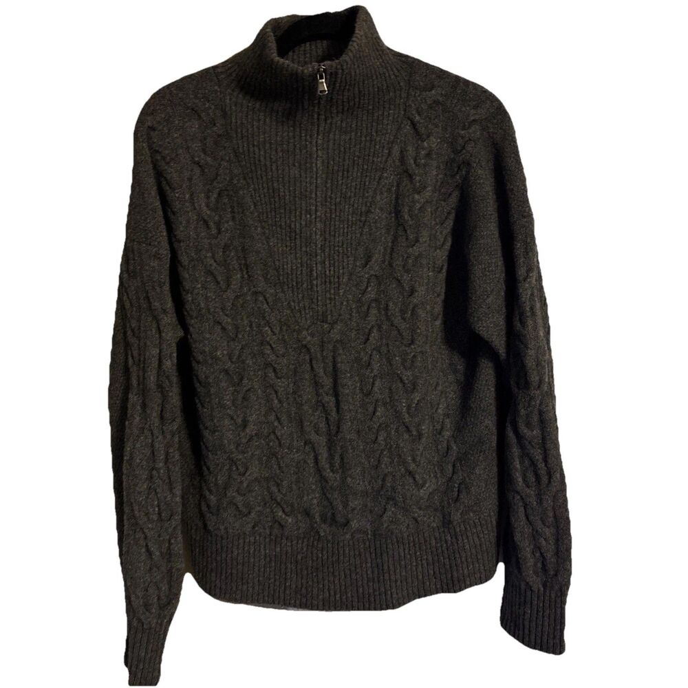 J Crew Men’s Medium Alpaca/wool Blend Cable Knot 1/4 Zip Sweater